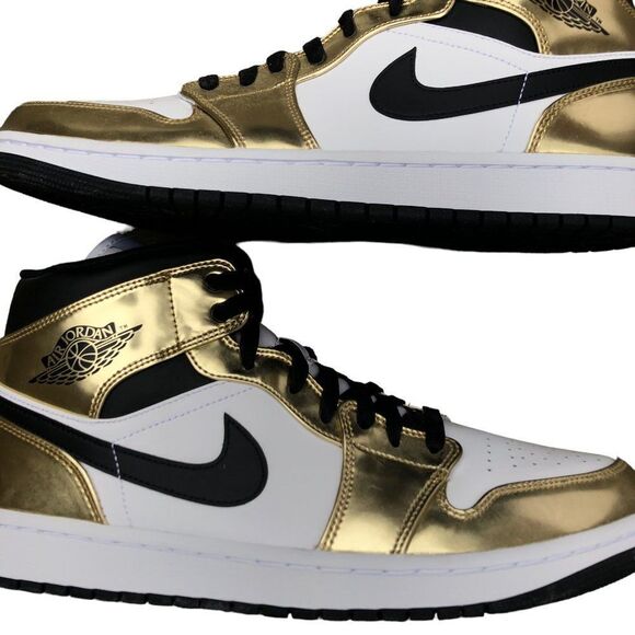 DEADSTOCK 2020 Nike Air Jordan 1 Mid SE 'Metallic Gold' Size 11 - Picture 9 of 16